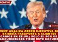 TRUMP ANALIZA ORDEN EJECUTIVA QUE EXIGIRÍA PASAPORTE A CLIENTES BANCARIOS EN EE.UU.; SOLO EL 50% DE LOS ESTADOUNIDENSES TIENE ESTE DOCUMENTO