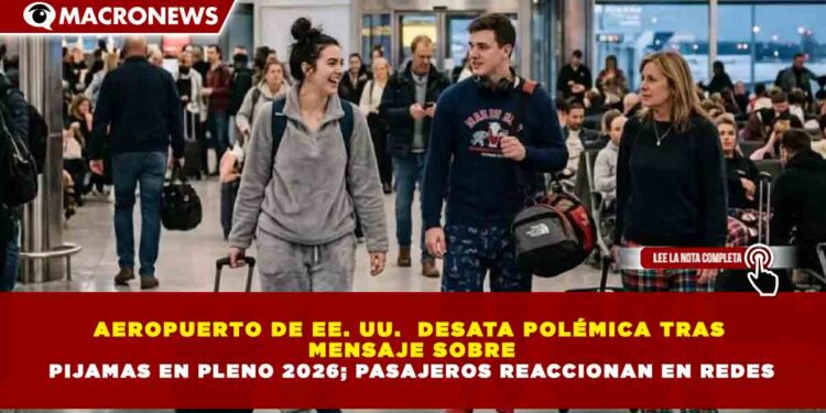 AEROPUERTO DE ESTADOS UNIDOS DESATA POLÉMICA TRAS MENSAJE SOBRE PIJAMAS EN PLENO 2026; PASAJEROS REACCIONAN EN REDES