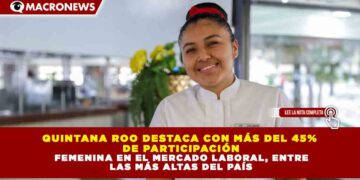 QUINTANA ROO DESTACA CON MÁS DEL 45% DE PARTICIPACIÓN FEMENINA EN EL MERCADO LABORAL, ENTRE LAS MÁS ALTAS DEL PAÍS