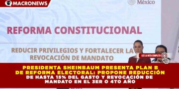 PRESIDENTA SHEINBAUM PRESENTA PLAN B DE REFORMA ELECTORAL: PROPONE REDUCCIÓN DE HASTA 15% DEL GASTO Y REVOCACIÓN DE MANDATO EN EL 3ER O 4TO AÑO