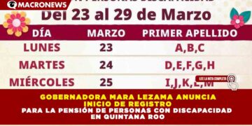 GOBERNADORA MARA LEZAMA ANUNCIA INICIO DE REGISTRO PARA LA PENSIÓN DE PERSONAS CON DISCAPACIDAD EN QUINTANA ROO