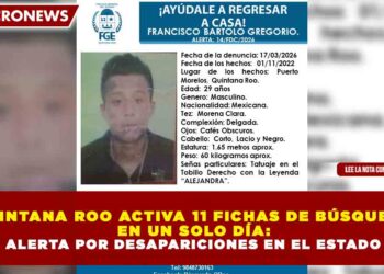 QUINTANA ROO ACTIVA 11 FICHAS DE BÚSQUEDA EN UN SOLO DÍA: ALERTA POR DESAPARICIONES EN EL ESTADO