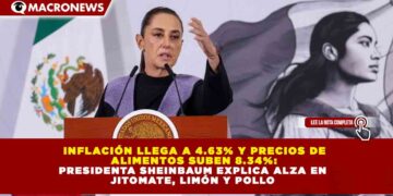 INFLACIÓN LLEGA A 4.63% Y PRECIOS DE ALIMENTOS SUBEN 8.34%: PRESIDENTA SHEINBAUM EXPLICA ALZA EN JITOMATE, LIMÓN Y POLLO