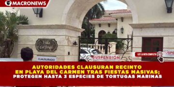 AUTORIDADES CLAUSURAN RECINTO  EN PLAYA DEL CARMEN TRAS FIESTAS MASIVAS; PROTEGEN HASTA 3 ESPECIES DE TORTUGAS MARINAS