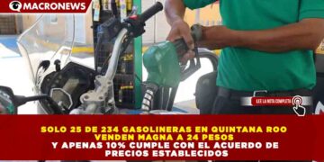 SOLO 25 DE 234 GASOLINERAS EN QUINTANA ROO VENDEN MAGNA A 24 PESOS Y APENAS 10% CUMPLE CON EL ACUERDO DE PRECIOS ESTABLECIDOS