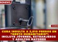 CUBA INDULTA A 2,010 PRESOS EN “GESTO HUMANITARIO”: INCLUYE JÓVENES, EXTRANJEROS Y ADULTOS MAYORES