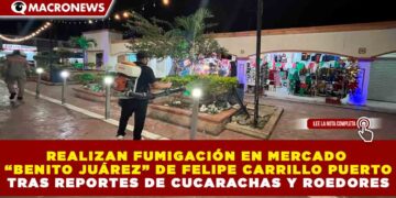 REALIZAN FUMIGACIÓN EN MERCADO «BENITO JUÁREZ» DE FELIPE CARRILLO PUERTO TRAS REPORTES DE CUCARACHAS Y ROEDORES