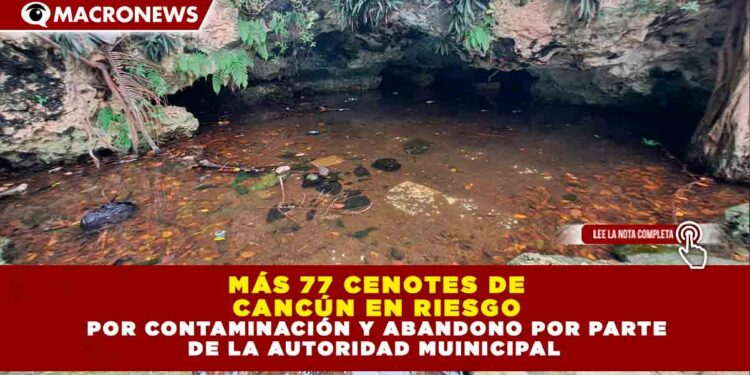 MÁS 77 CENOTES DE CANCÚN EN RIESGO POR CONTAMINACIÓN Y ABANDONO POR PARTE DE LA AUTORIDAD MUINICIPAL 